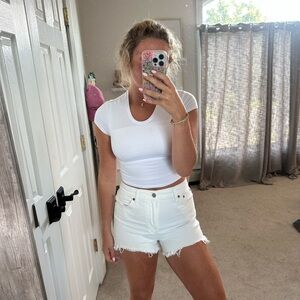 White Levi Denim Shorts
